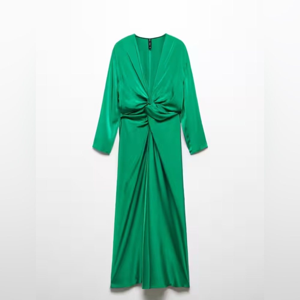Mango Green Satin Dress // New with Tags // Size 16